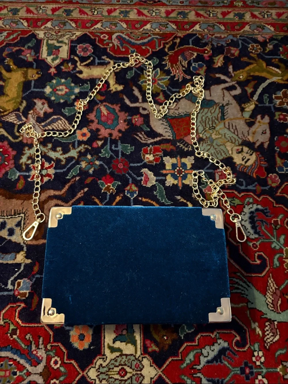 Celestial Kids Velvet Crossbody Bag with Gold Stars - Blue